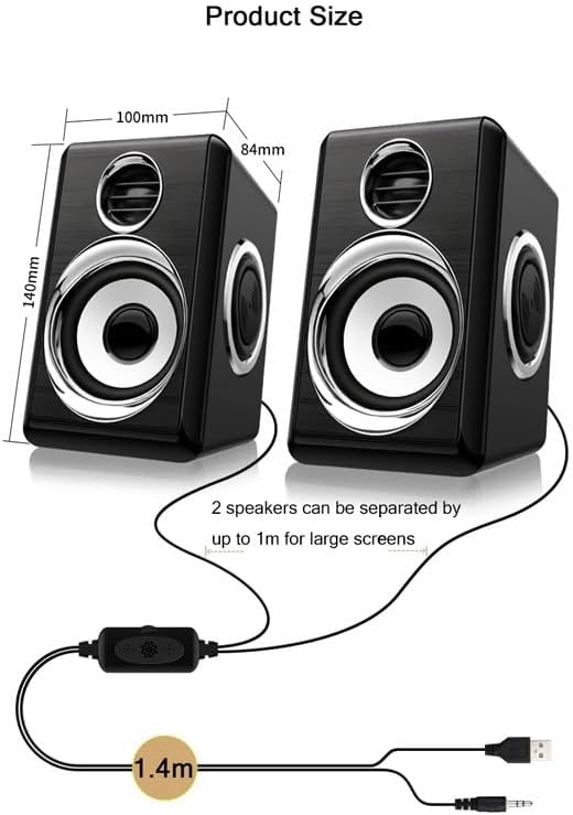 Wired Computer Speakers Bass Reinforcement 4 Diaphragm for Laptop Desktop Phone 8W High Power Loudspeaker