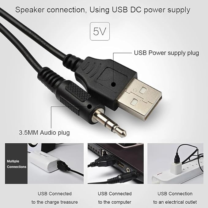 JSEIAJB Wired Speaker Combination Computer Speaker Bass Stereo Music Player Subwoofer Sound Box for Desktop Laptop