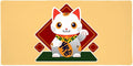 Cute Lucky Cat Maneki-Neko Large Gaming Mouse Pad Desk Mat with Stitched Edges Non-Slip Base for Gamer Home and Office