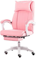 Katzowen Office Computer Chair Gaming Chair for Girls Leather Executive Office Chair High-Back Computer Desk Chair with Adjustable Headrest and Footrest Pink