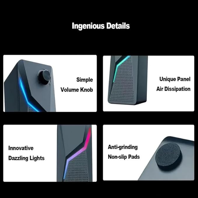 Computer Gaming Speakers PC Sound Box Stereo Microphone Wired with LED Strong Bass 2.0 Loudspeaker