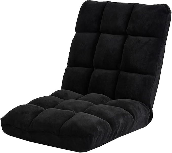 ELEFOCUS Gaming Chair with Back Support Floor Chair with 5 Adjustable Positions Adults Lounge Couch Folding Sofa Seat(Black)
