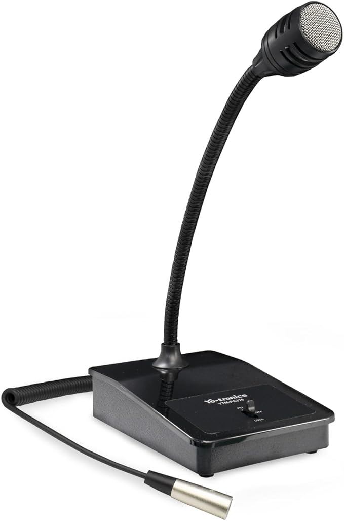 YO-TRONICS YTM-PA316 Professional Push to Talk Commercial Microphone Gooseneck Wired Mic with XLR Connector Dynamic Paging for Public Voice Announcements Podium Desktop Meeting Video Conference