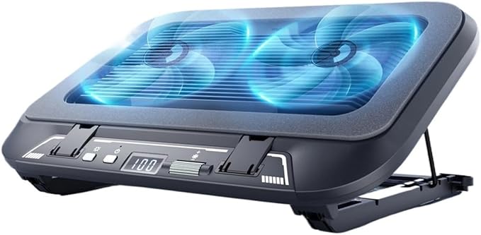 V21 14cm Dual Fans Laptop Cooler 14-17.3 Lighting Adjustable Foldable Laptop Cooler Pad Cooler Pad LED Light Fan