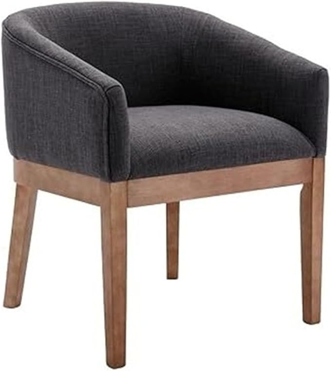 Adjustable Office Computer Chair with Armrest 1pcs Linen Fabric Upholstered Armrest Dining Chairs with Wooden Legs(Charcoal)