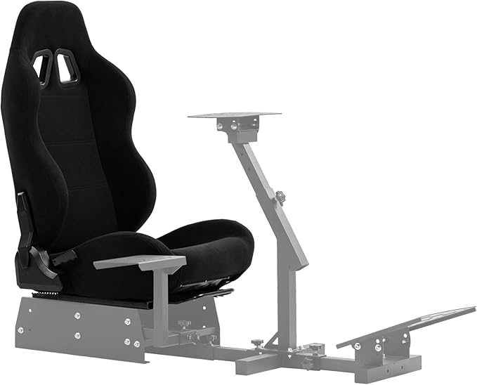 Minneer Dual Lock Slide Racing Seat Load 300 Pounds Adjustable Angle Comfortable Ergonomics Large Tall seat Flight Racing Gaming Chair Fit for Most Racing Simulatior Cockpit On The Market (Black)