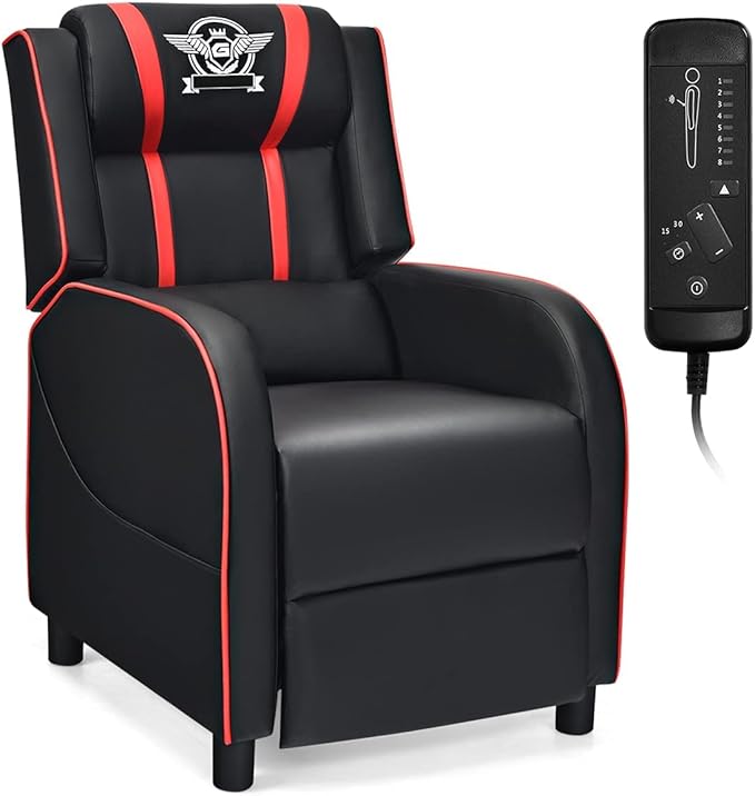 DORTALA Massage Gaming Chair for Adults Adjustable Recliner Sofa w/Footrest and Massage Function Adjustable Living Room Recliner Home Theater Seating PU Leather 330LBS Weight Capacity White