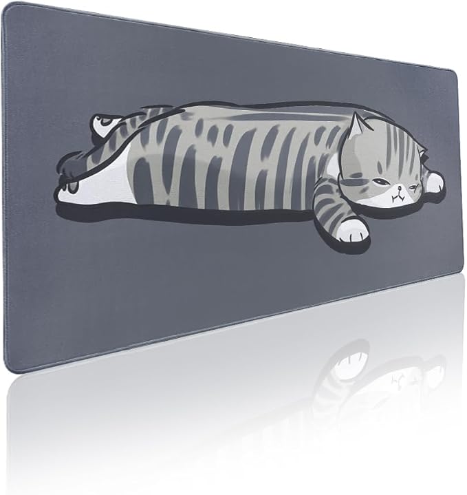 YUNZII Keynovo Gaming Mouse Pad Large Mouse Pad Non-Slip 4mm Laptop Gaming Desk PadWaterproof Desk Pad Office and Home (Lay Cat 35.4x15.7)