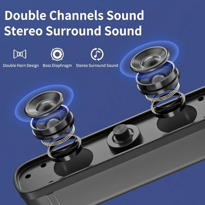 JSEIAJB Surround Desktop PC Speaker Home Stereo 3.5Aux Soundbar System Computer TV Phone HiFi Subwoofer Wired