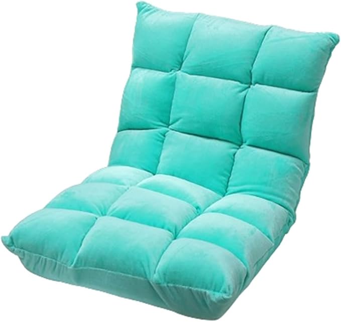 Folding Floor Gaming Chair Floor Chair with Backrest 4 Position Cushioned Adjustable Floor Beanbag for Reading and Gaming Meditation. (Color : Green)