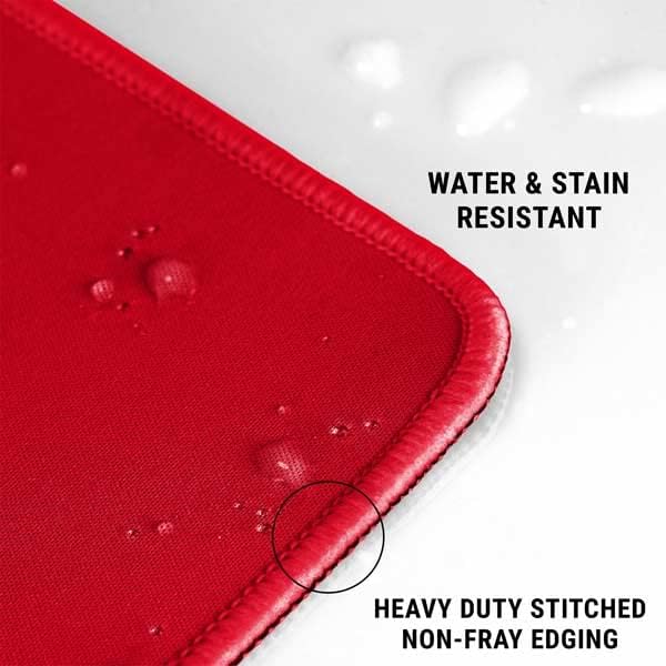 Skinit Medium Gaming Mouse Pad - Red Solid Design with Stitched Edges Waterproof Non-Slip Rubber Base Desk Mat for Keyboard &amp Mouse 17.7 x 15.75 inches