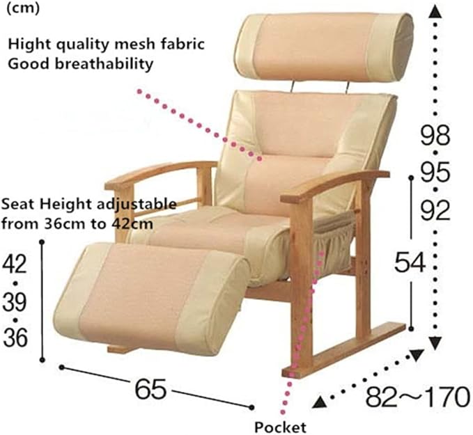 Office Chair Gaming Chair Computer Chair Height Adjustable Leather Recliner with Pull Out Stool Living Room Reclining Sofa Chair Armchair Furniture (Color : Beige Size : M)