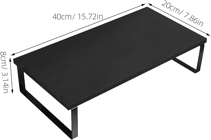 Veemoon Sturdy Desktop Monitor Riser Stand Black Computer Stand with Abrasion Resistance Smooth Edges Ergonomic Eye-Level Height for Laptop and Monitor Organization