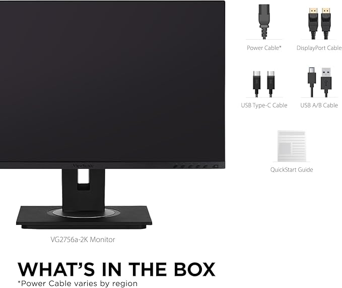 ViewSonic VG2756A-2K 27 Inch IPS 1440p Docking Monitor with 100W USB C Ethernet RJ45 HDMI Display Port and 40 Degree Tilt Ergonomics Daisy Chain for Home and OfficeBlack