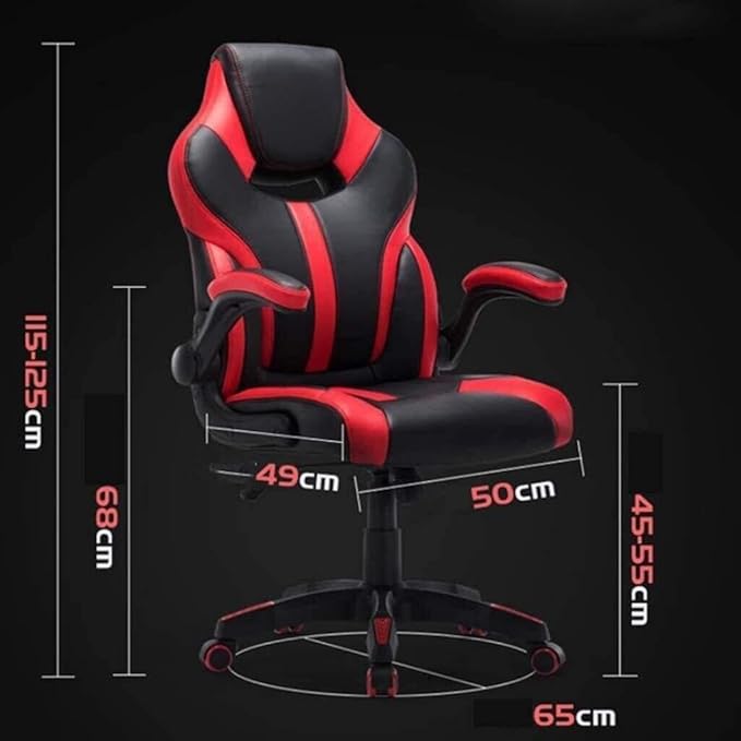 Ergonomic Gaming Chair with Lumbar Support Flip-Up Arms Adjustable Headrest PU Leather Executive Desk Chair