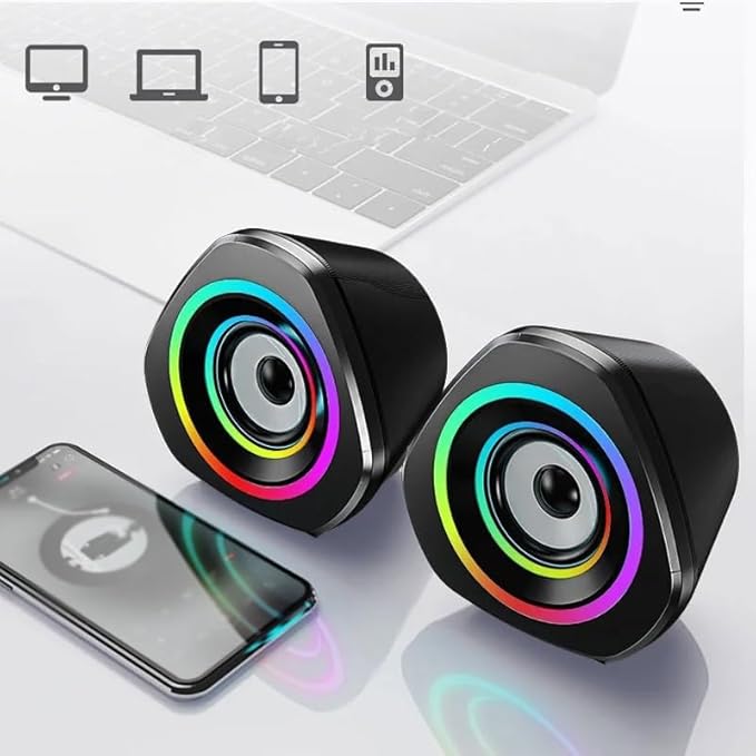 JSEIAJB 5.0 Soundbox 2.0 Loudspeaker with RGB Colorful Breathing LED Light Computer Speakers