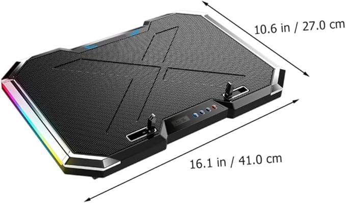 Uonlytech RGB Laptop Cooling Pad Touch Control Adjustable Height Colorful Lighting for Gaming and Work Quiet Fan Compatible Laptop Sizes