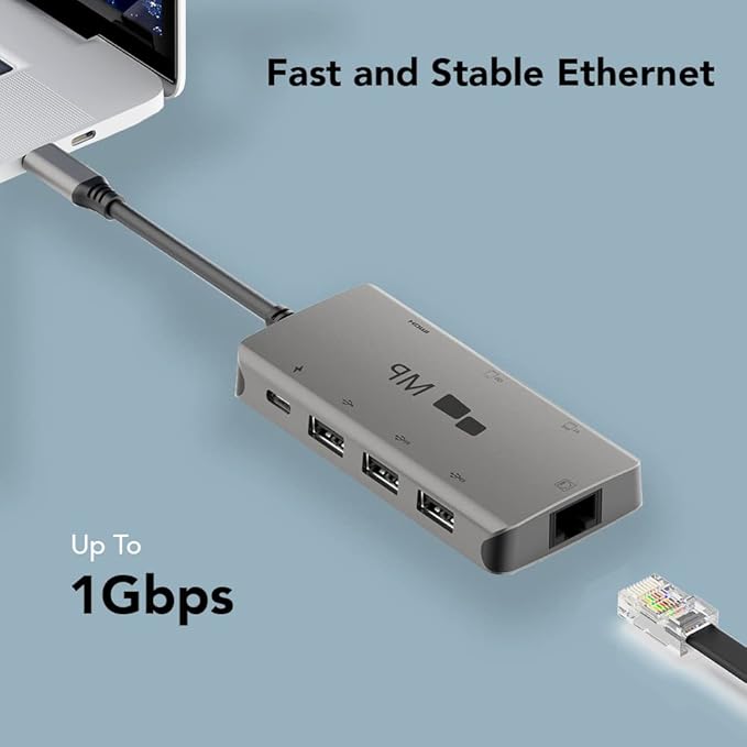 Mobile Pixels 8-in-1 USB C Hub/Adapter/Dongle USB 3.0 Ports Ethernet Port 4K HDMI Port SD Card Slot Micro SD Card Slot USB-C Charging Port Portable for All Type C Laptops (Space Gray)