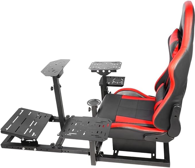 Flight Racing Simulator Cockpit with Racing Seat Fit for Logitech G29 G920 G923 X52 X56 for Thrustmaster Hotas Without Wheel Pedals shifters Keyboard and Flight Stick