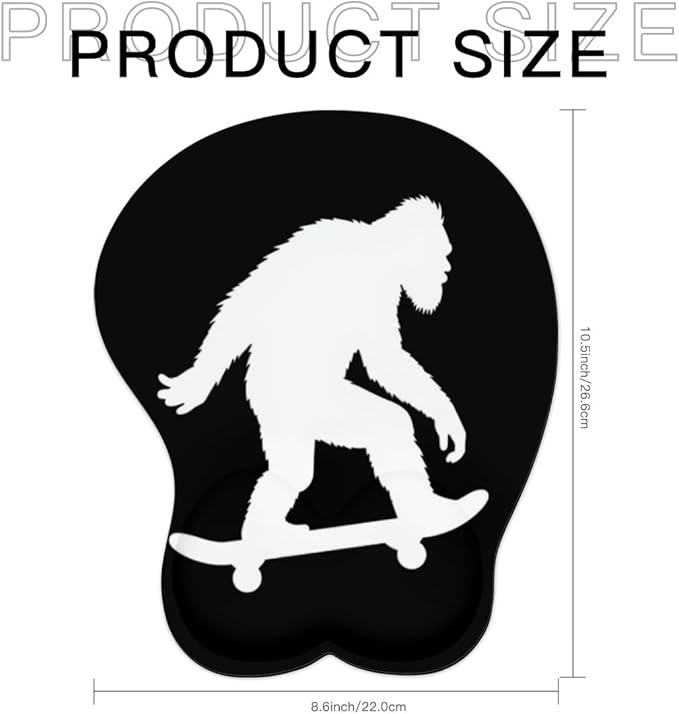 Mousepad Bigfoot Skateboarding Sasquatch Ergonomic Wrist Support Non-Slip Base Mouse Mat with Wrist Rest Computer Mousemat for Desk Work Accessories Pad