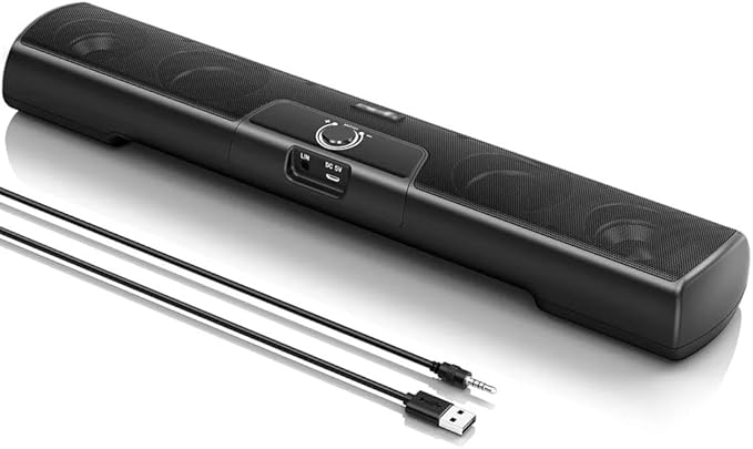 Computer Speaker Soundbar Wall Mountable Wired PC Speakers Sound Bar Powered with Volume