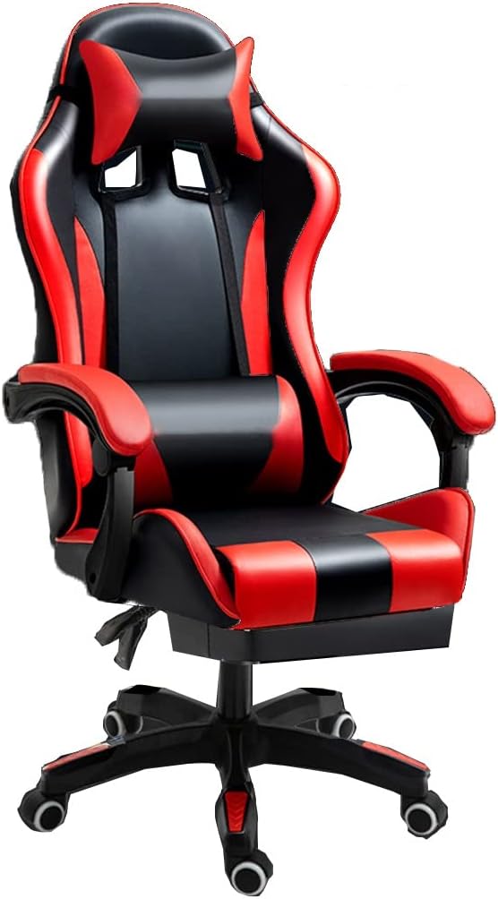GIZNXBA Gaming Chair with Footrest Ergonomic Computer Chair Gaming Lumbar Support Backrest and Seat Height Adjustable Swivel Recliner Racing Office Chair Video Game Chair (Color : /Red)