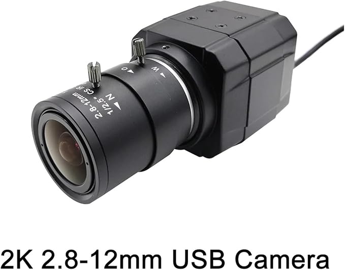 HD 2K Webcam 30fps High Speed UVC OTG 4MP USB Camera with 2.8-12mm Varifocal CS Lens Plug and Play for YouTube Live Broadcast(2K 2.8-12 Camera)