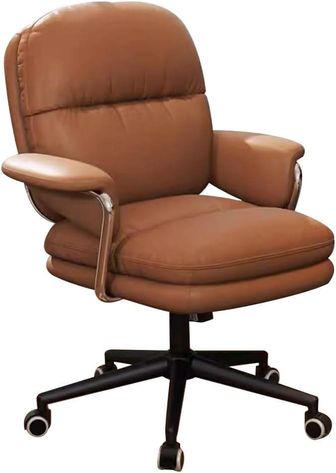 KITCISSL Office Desk Chair Computer Gaming Chair Video Game Chairs for Bedroom Accent Chairs Lift Makeup Chair Dormitory Swivel Office Chair for Living Room Home Office (Color : Brown A)