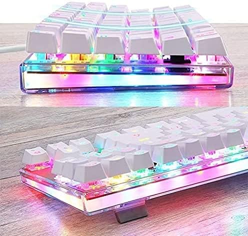 Mechanical Gaming Keyboard87 Keys RGB LED Rainbow Backlit Wired Keyboard for PC/GamerWhite
