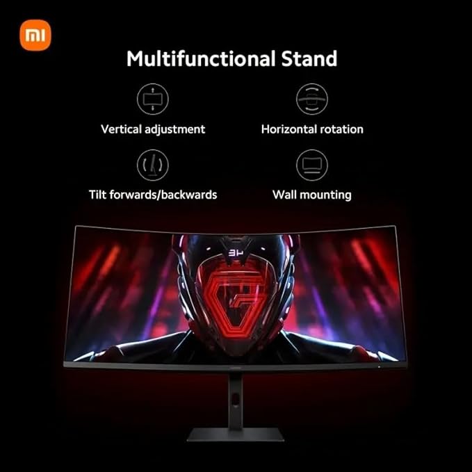 XIAOMI Curved Gaming Monitor 34-inch 180Hz High Reshed Rate 1ms Fast FreeSync Premium Professional Calibration 95% DCI-P3 100% sRGB* Low Blue Light Computer Screen Monitor Desktop Monitor