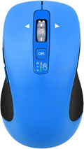 Wireless Bluetooth Mouse (USB + BT1 + BT2) Full Size 4-Way Scrolling Multi-Device Silent Mouse for Computer Laptop iPad MacBook (Blue)