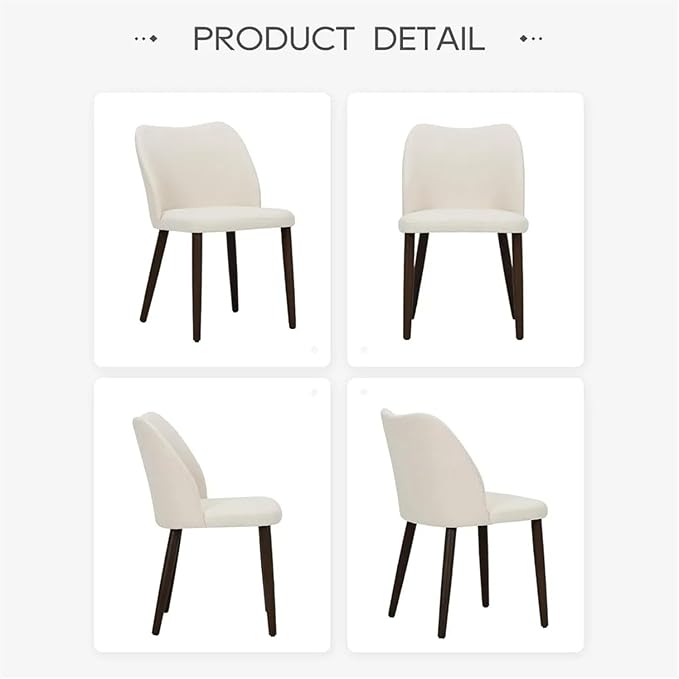 Adjustable Office Computer Chair with Armrest 2pcs Beige Fabric Dining Chairs with Padded Seat and Wood Legs for Restaurant Cafe