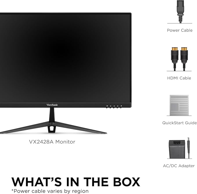 ViewSonic VX2428A 24 Inch 1080p 0.5ms 180Hz IPS Gaming Monitor with FreeSync HDMI 1.4 and DisplayPort Inputs