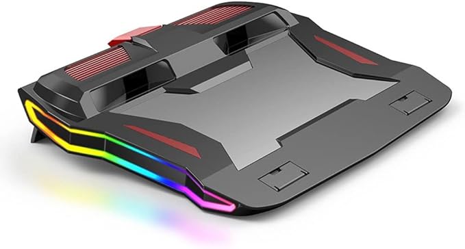 Laptop Cooling Pad for 17.3 Inch Gaming Laptop Cooler Pad with Dust Filter Flexible Rubber Ring Colorful Lights Powerful Air Flow Cooling Pad (Color : Rainbow Version) (Rainbow Version)