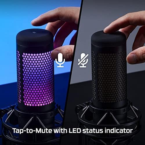 HyperX QuadCast S – RGB USB Condenser Microphone for PC PS4 PS5 and Mac Anti-Vibration Shock Mount 4 Polar Patterns Pop Filter Gain Control Gaming Streaming Podcasts Twitch YouTube Discord