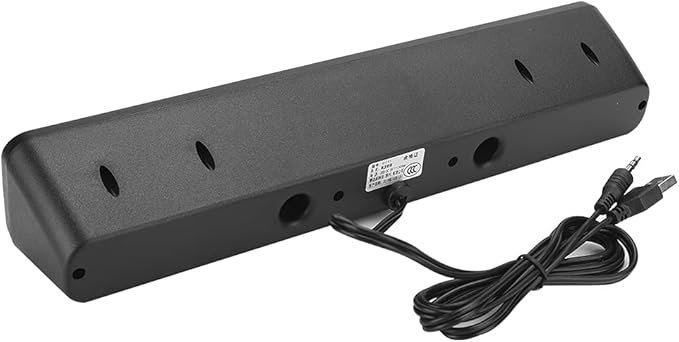 ASHATA Computer Speakers Soundbar Channel 2.0 3W Bass Speaker Sound Bars for PC Laptop 2 Speakers + 2 Bass Vibrators Soundbar Monitor Speaker Home Theater Surround Sound System 3.5mm Jack Black