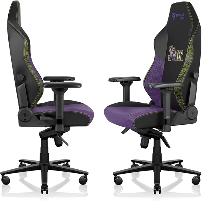 Secretlab Titan Evo The Joker Gaming Chair - Reclining - Ergonomic &amp Comfortable Gaming Chair with 4D Armrest - Magnetic Head Pillow &amp 4-Way Lumbar Support - Small - Black/Purple - Leatherette