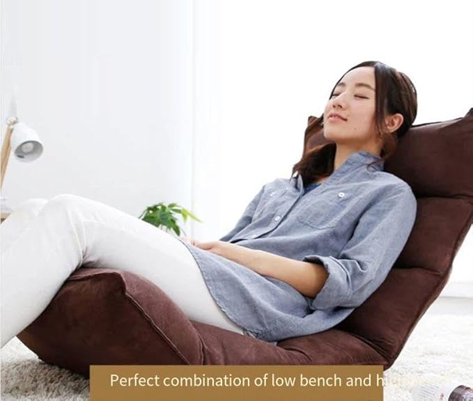Folding Floor Chair Portable Padded Lounge Chair with 42 Positions Adjustable Lazy Sofa Sleeper Recliner for Reading Gaming Meditation Grey