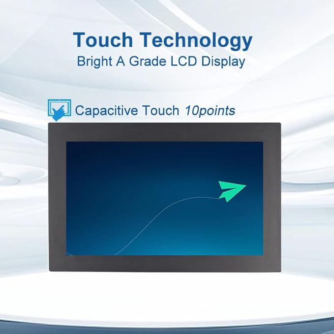 15.6 Inch Industrial 10-Point Touch Monitor Open Frame HDMI/VGA/DVI Interface Built-in Speakers Capacitive Touch Screen Technology Metal Frame (Touchscreen 15.6)