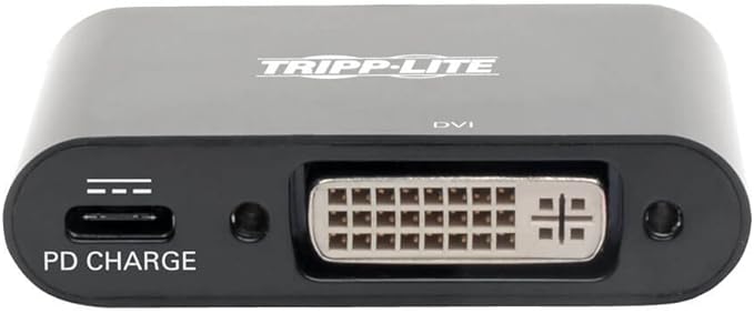 Tripp Lite USB C to DVI Adapter Converter w/PD Charging 1080p Black USB Type C to DVI USB 3.1 Thunderbolt 3 (U444-06N-DB-C)