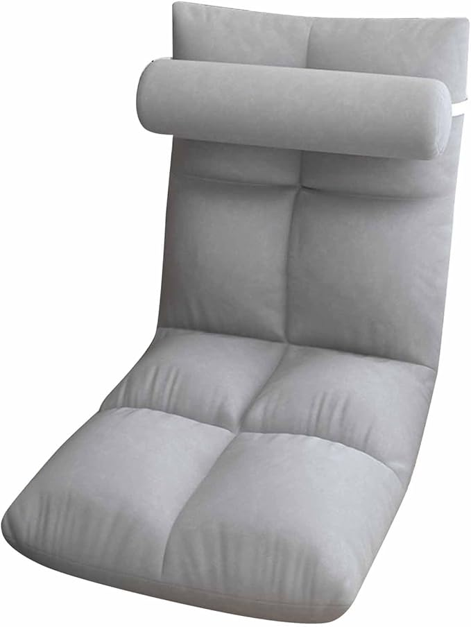 Tyenaza Folding Lazy Sofa Chair Luxuriously Soft Floor Chair with Adjustable Backrest for Living Room Lounge and Gaming(高级灰)