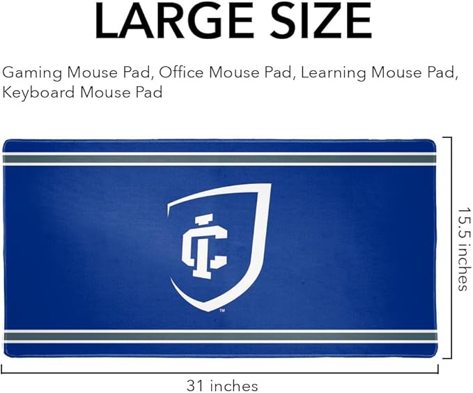 Ithaca College Bombers Primary Logo Stripes Large Gaming Mouse Pad Desk Mat with Stitched Edges Non-Slip Base for Gamer Home and Office 31.5 x 15.7