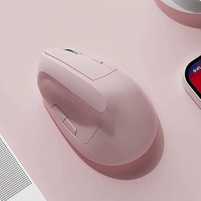 Ergonomic Vertical Mouse Wireless Rechargeable Ergo Mouse for Carpal Tunnel Relief 3200DPI Adjustable 6 Buttons for PC/Laptop/Mac/Windows (Soft Pink)