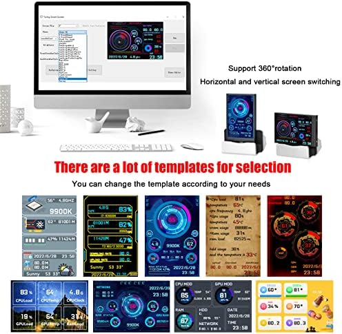 Walfront Mini Monitor Display 320x480 Portable Smart Monitor for Computer Various Modes USB Mini Secondary Screen