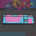 yue 104 Keys Double Shot PBT Translucnt Backlit Keycap OEM Profile Keyset for All Cherry MX Switches Mechanical Gaming Keyboards Standard ANSI Layout 108 104 87 TKL 60% (Miami Alpha)