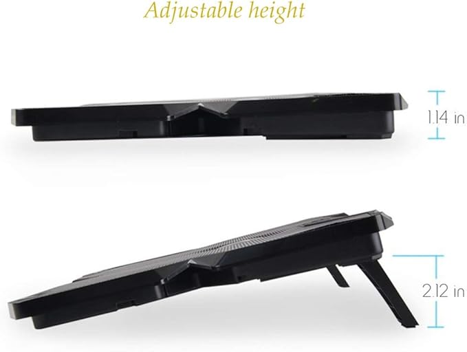 Laptop Cooling Pad 12-17 Cooler Pad Chill Mat 4 Quiet Fans USB Adjustable Mounts Laptop Stand Height Angle