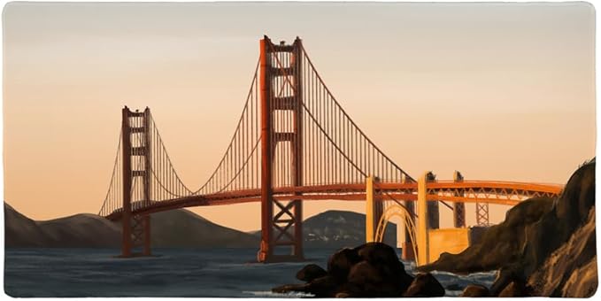 Golden Gate Bridge San Francisco Large Gaming Mouse Pad Desk Mat with Stitched Edges Non-Slip Base