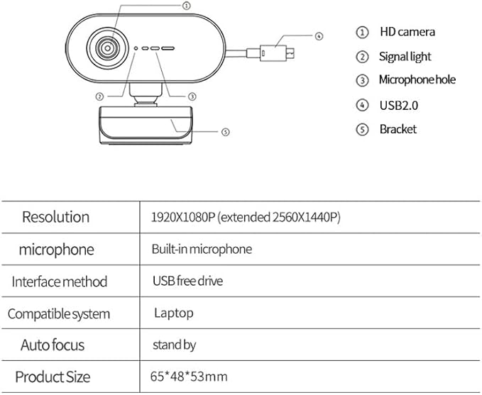 Webcam 2K Web Camera Autofocus with Microphone Cam for PC Computer Laptop Desktop