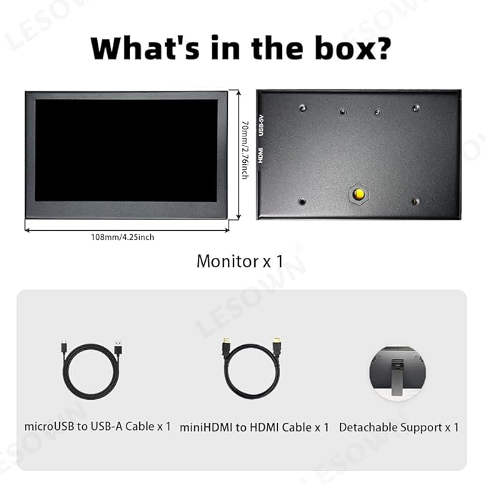 4.3 Inch Small Monitor 800x480 IPS Secondary Screen Mini Travel External Monitor LCD Portable Display for Laptop PC PS4/5 Xbox Switch Raspberry Pi