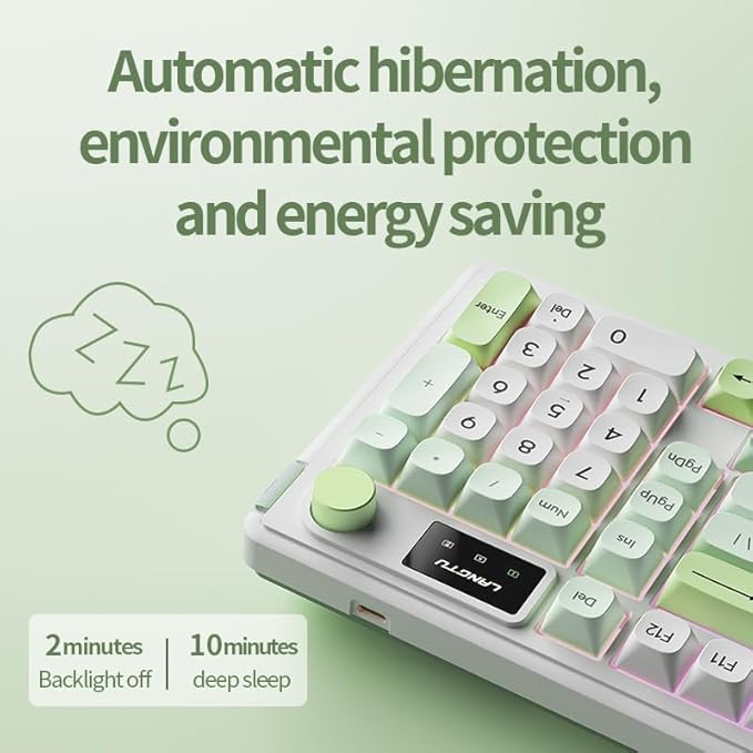 L98 96% Membrane KeyboardTri-Mode Connectivity RGB BacklightsRotary Knob+ScreenGasket MountedSa Profile Keycaps98 Keys Software Programmable Gaming Keyboard for MAC/Win (Green)